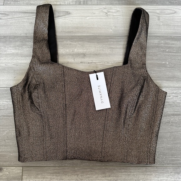 Dynamite Lurex Cropped Corset Top - Picture 6 of 9